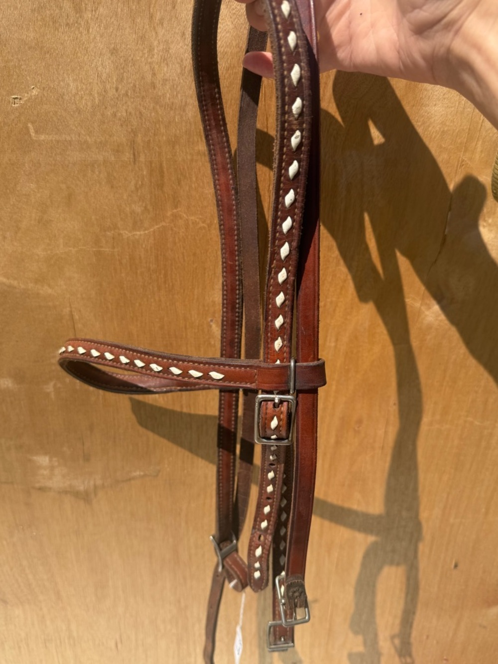 Vintage 70’s Brown Leather Horse Bridle with white Stitching